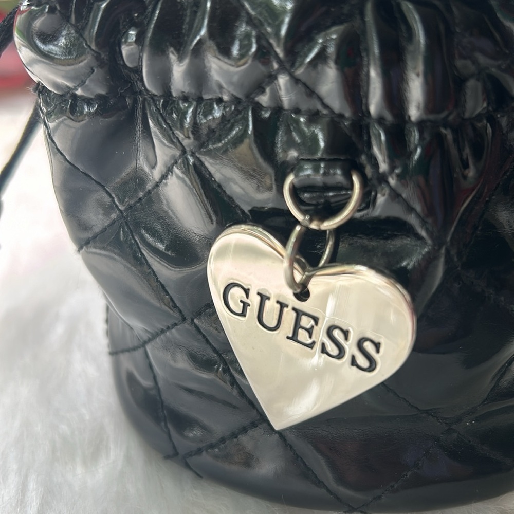 GUESS black shiny drawstring jewelry bag pouch - Picture 4 of 6